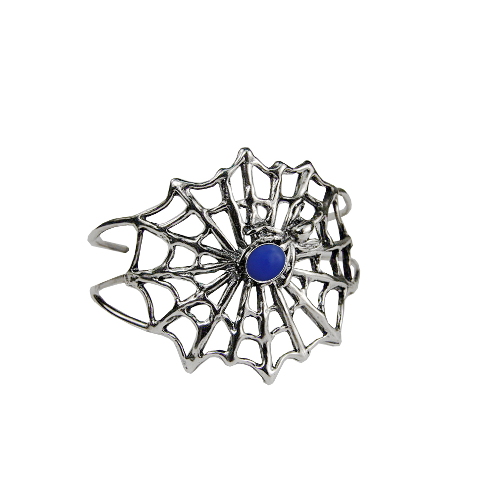 Sterling Silver Chalcedony Spider Web Cuff Bracelet